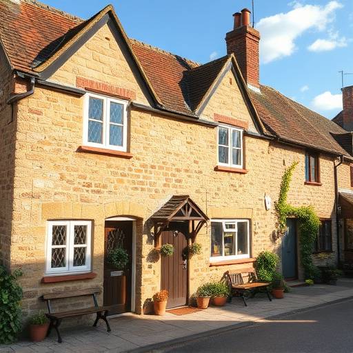 Exterior view of Honeycomb Cottage, a charming and quaint stone cottage in a picturesque Cotswolds village.