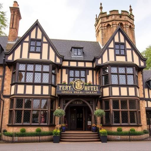 Exterior view of Thornbury Castle, a historic Tudor castle hotel in South Gloucestershire.