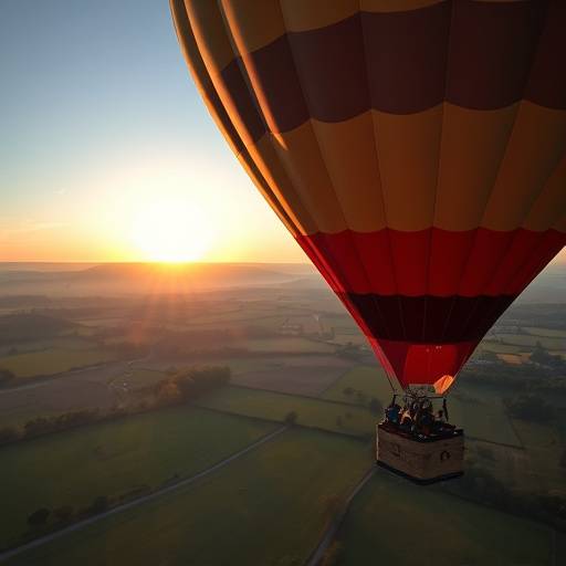 Picture of a private hot air balloon ride over the Cotswolds, offering panoramic views of the countryside.